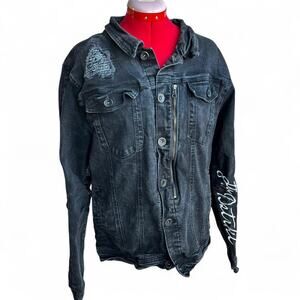 8th Dstrkt Denim Black Denim Moto Jacket